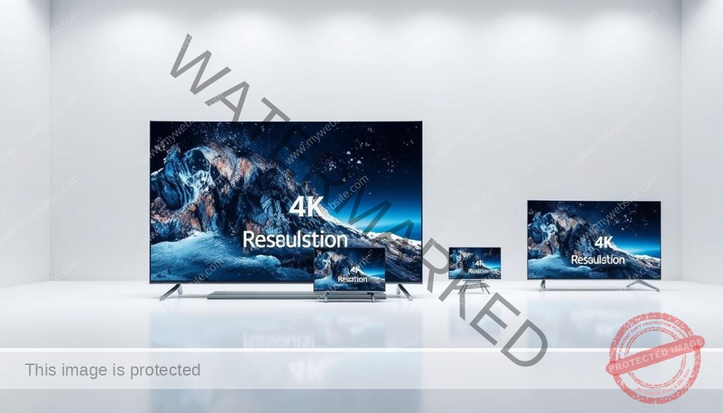 A meticulously detailed 8K resolution comparison in a sleek, minimalist style. In the foreground, a large, high-quality display showcases the exquisite detail and sharpness of 8K visuals, with a strong "4K" label prominently displayed. The middle ground features smaller comparison screens, demonstrating the stark differences in resolution and clarity between various display formats. The background is a clean, neutral environment, allowing the displays to take center stage and emphasize the remarkable visual fidelity of 8K. Soft, directional lighting accentuates the screens, creating a sense of depth and focus. The overall composition conveys the ultimate viewing experience and the power of 8K technology.