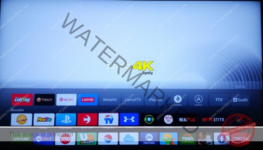 A modern, sleek IPTV interface with a minimalist design. In the foreground, a grid of colorful channel logos arranged neatly, showcasing a diverse range of global content. The middle ground features a clean, intuitive navigation menu with clear icons and labels. In the background, a subtle yet striking pattern or texture adds depth and visual interest, complementing the "Strong 4K" brand identity. The lighting is soft and even, creating a professional, high-quality atmosphere. The camera angle is slightly elevated, providing an accessible and inviting view of the user experience.