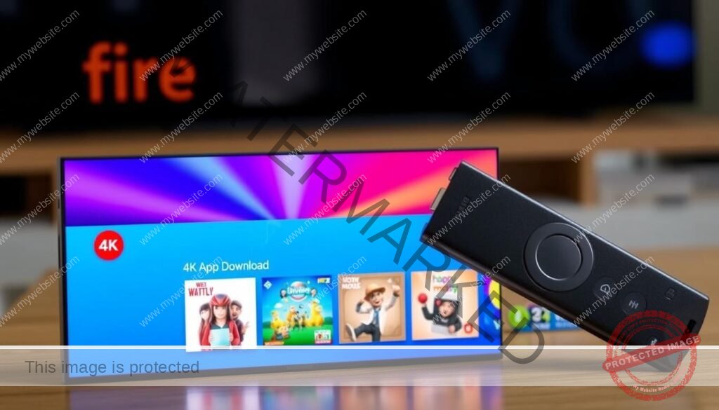 Image of Fire TV Stick with Strong 4K app download screen