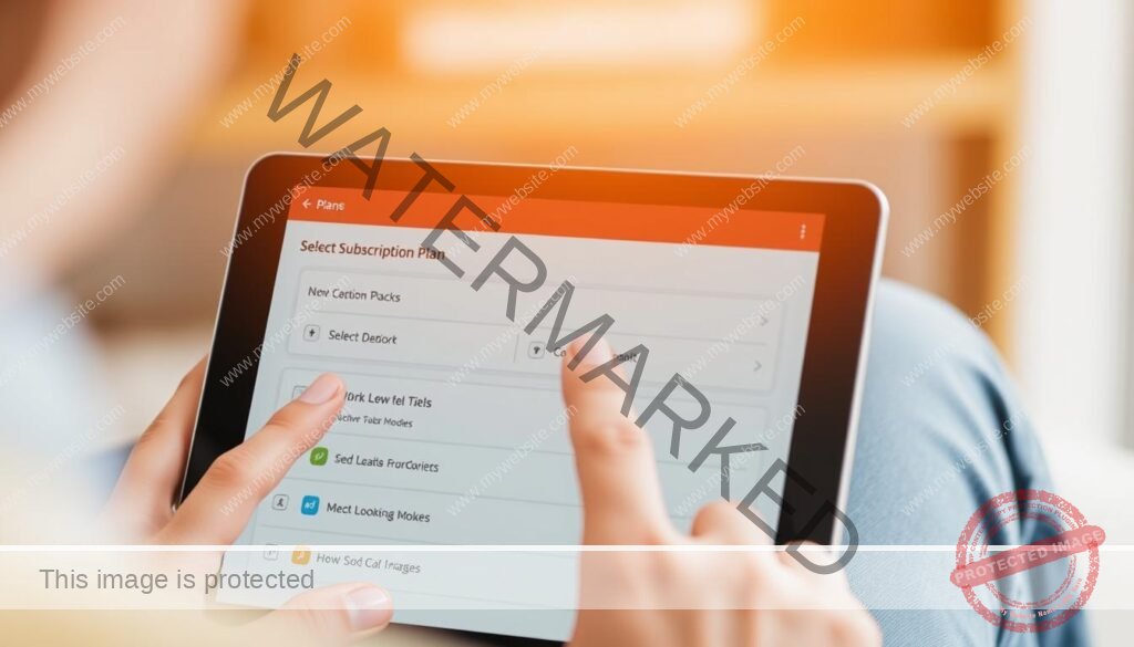 Image of a person choosing a subscription plan on their device