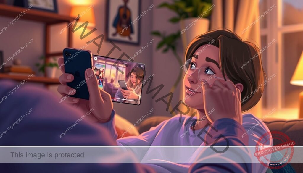 Image of a person watching an 8K resolution video on their device.